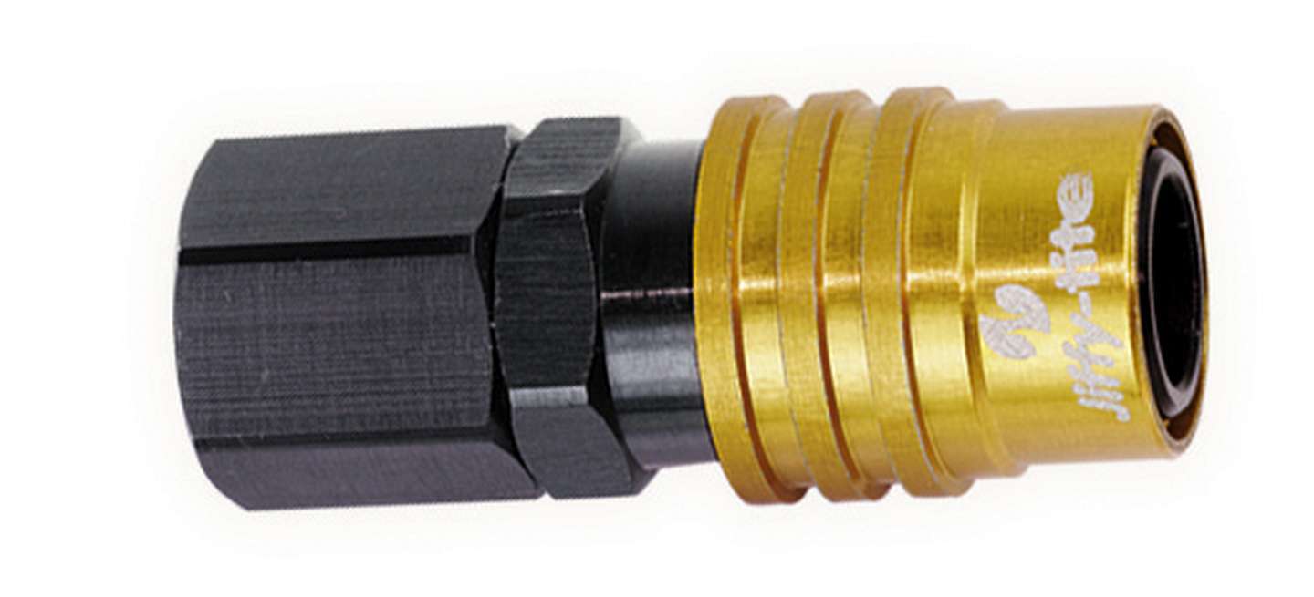 8AN Straight FM Thread Valved Quick Connect BLK