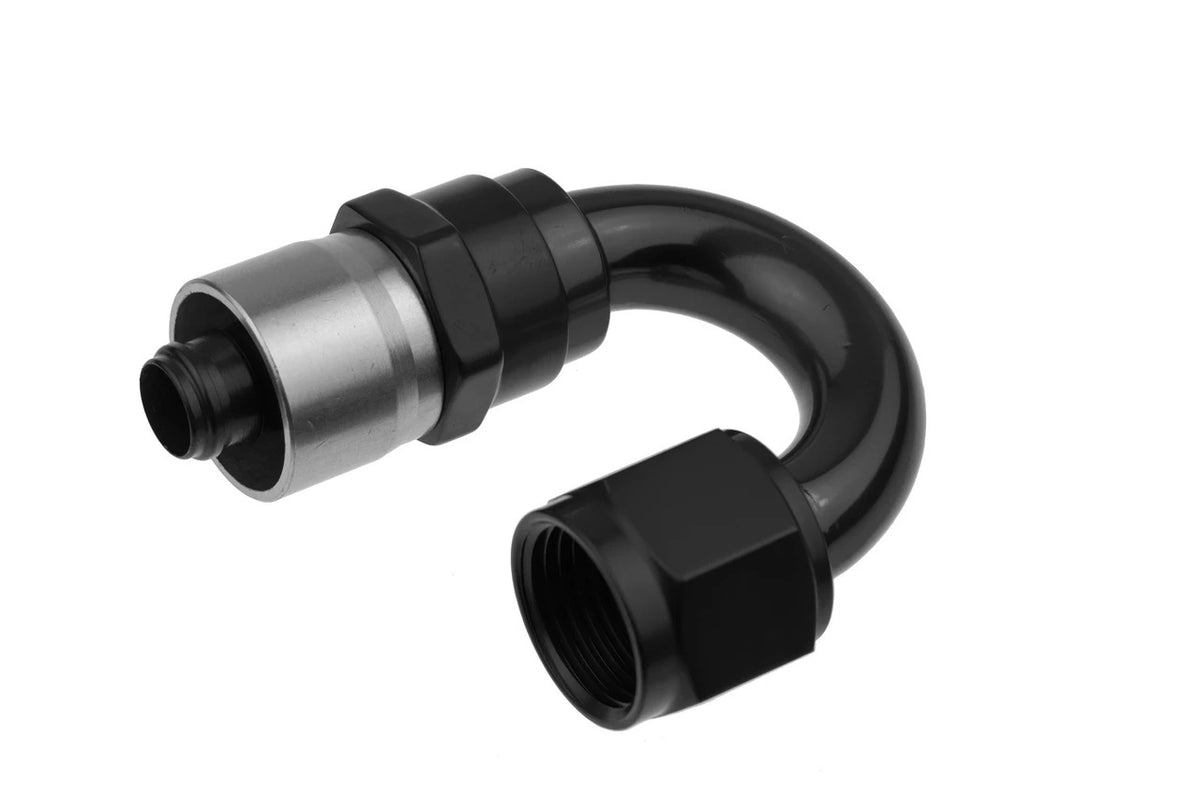 10AN 180 Deg Crimp Hose End Black