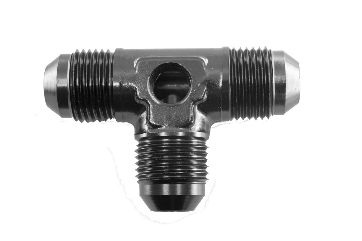 8an Male Tee w/1/8npt Port Black