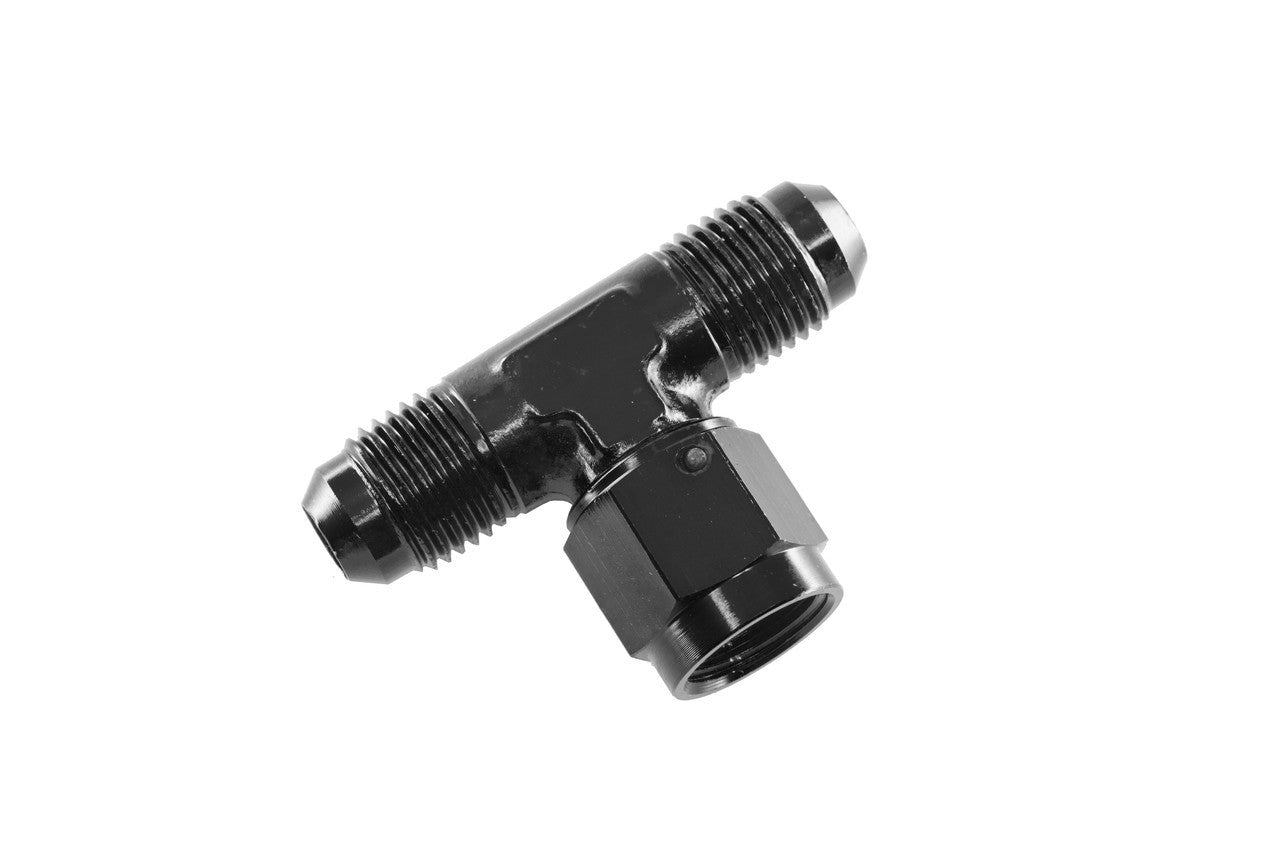 10AN tee w/Female Swivel on Branch - Black