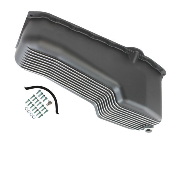 Oil Pan 1958-79 SB Chev y 262-400 Finned Black