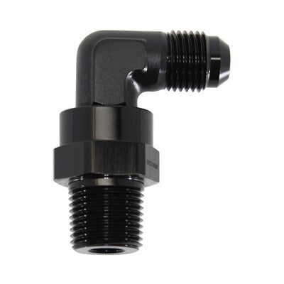 RBM 90° Swivel Adapter, 3/8 - 6AN Billet Fuel Rail Fitting