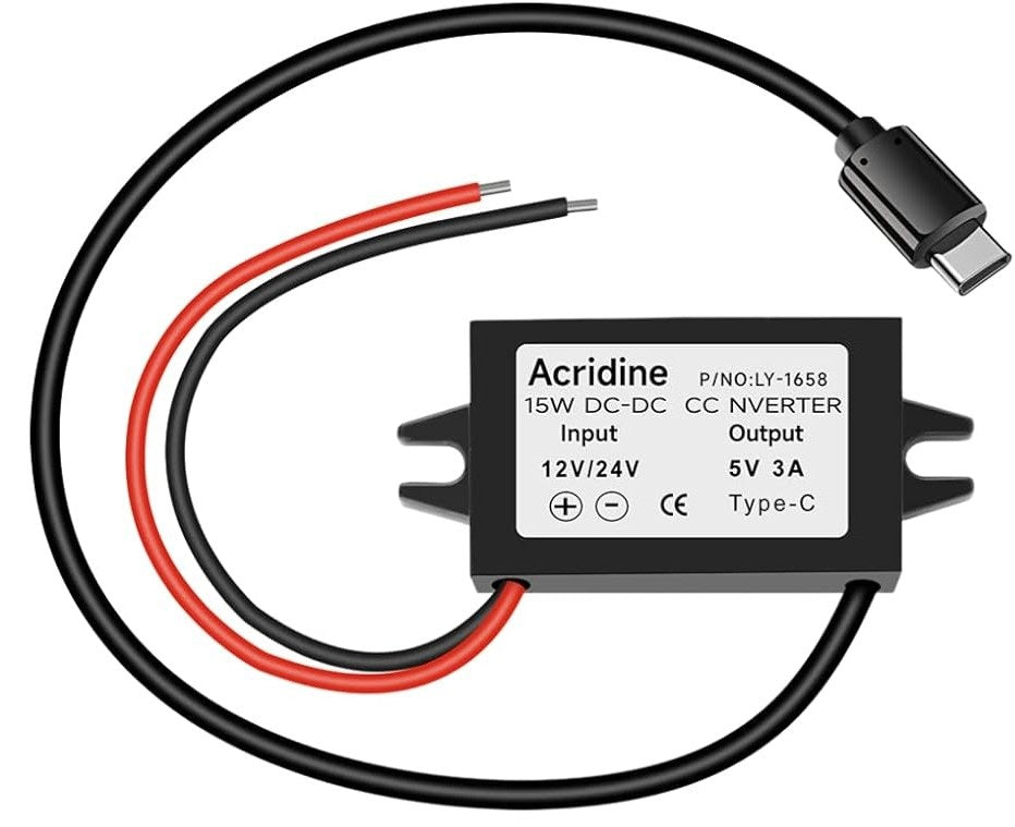 DC 12V/24V to 5V Type-C USB Converter 3A 15W