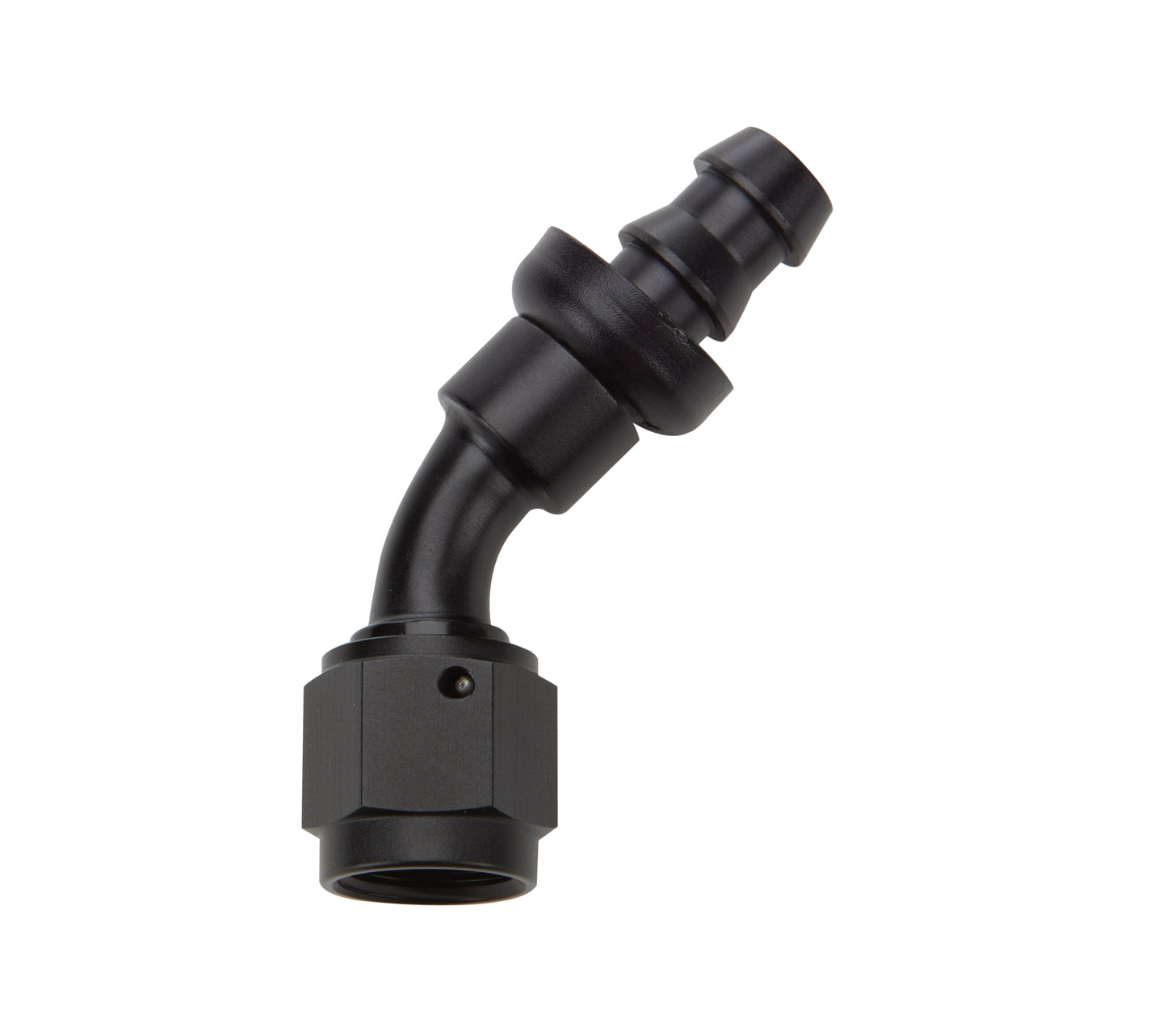 Pushlock Hose End Black 45 Deg Elbow -6