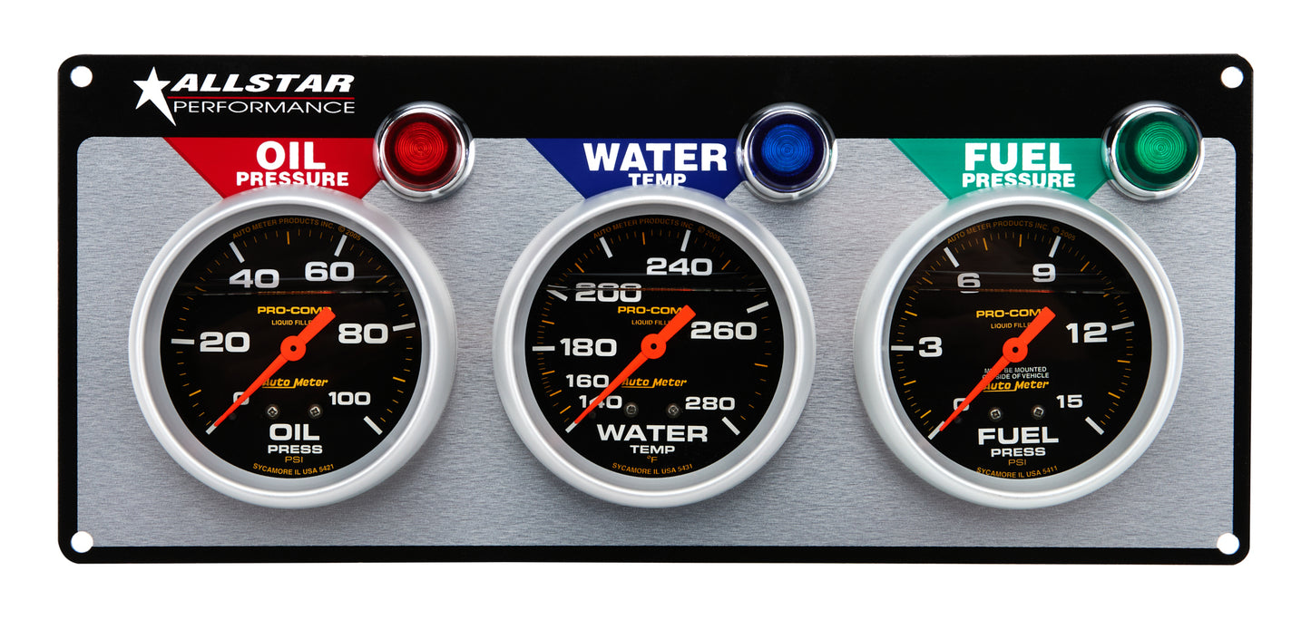 3 Gauge Panel A/M OP/WT/FP Liquid Filled