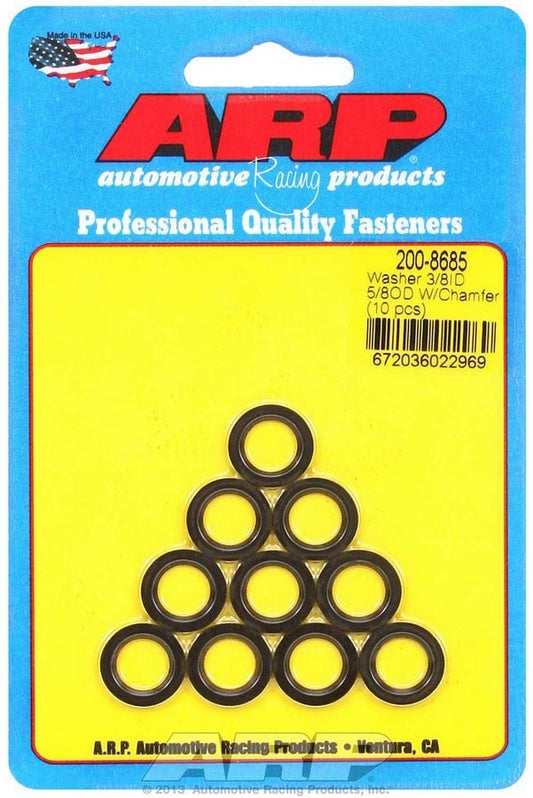 Black Washers - 3/8 ID x 5/8 OD Chamfer (10)