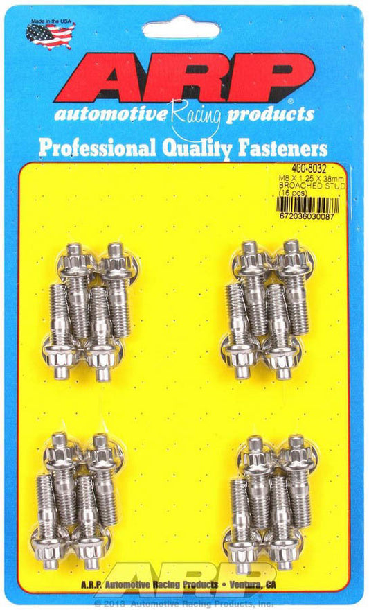 S/S Stud & Nut Kit (16) 8mm x 1.25in x  38mm