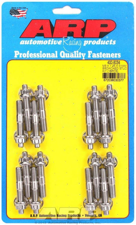 S/S Stud & Nut Kit (16) 8mm x 1.25in x  51mm