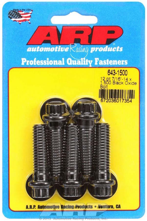 7/16-14 x 1.500 12pt Bolt Kit (5) Black Oxide