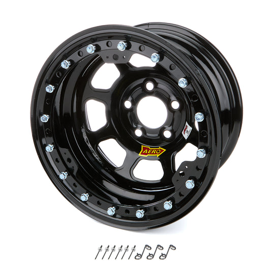 Wheel 15x8 1in B/S Black w/ Black Ring