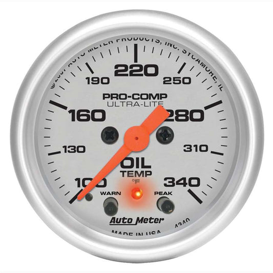 2-1/16in U/L Oil Temp Gauge w/Peak & Warning