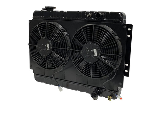 Radiator w/Fans Chevelle 68-72 LS Man Trans Blk