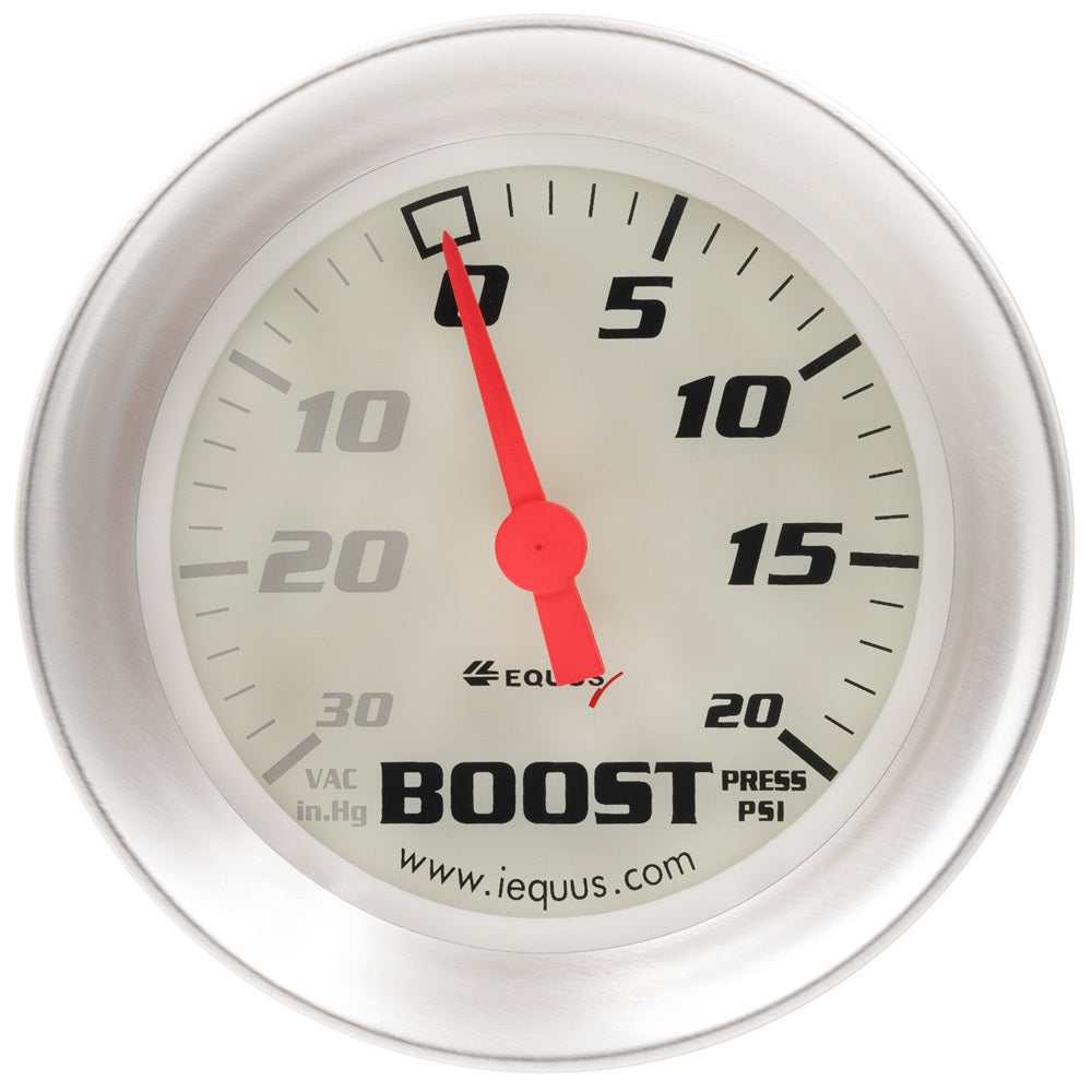 2-5/8 Dia Vacuum/Boost Gauge Silver 30 HG/20 PS