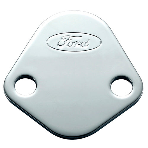 Fuel Pump Block-Off Plate Chrome w/Ford Logo