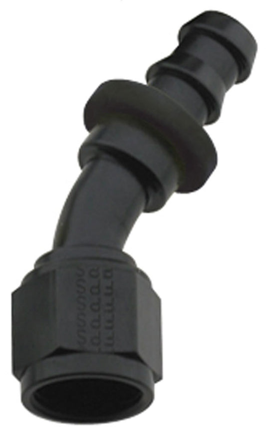 Hose Fitting #6 30 Deg Push Lock Black