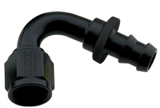 Hose Fitting #6 120 Deg Push Lock Black