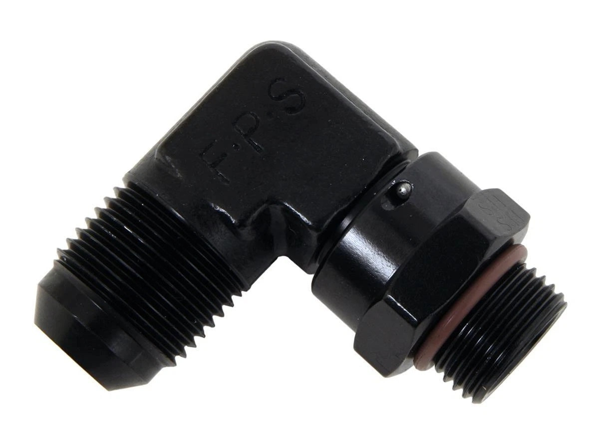#10 x 7/8-14 90 Deg Swivel Adapter Black