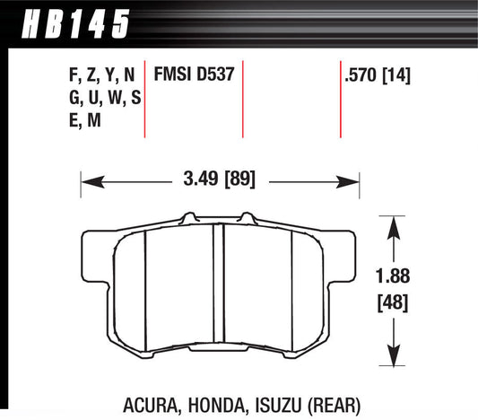 Street Brake Pads Rear Honda HP Plus