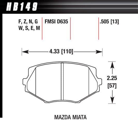 Street Brake Pads Front Miata HP Plus