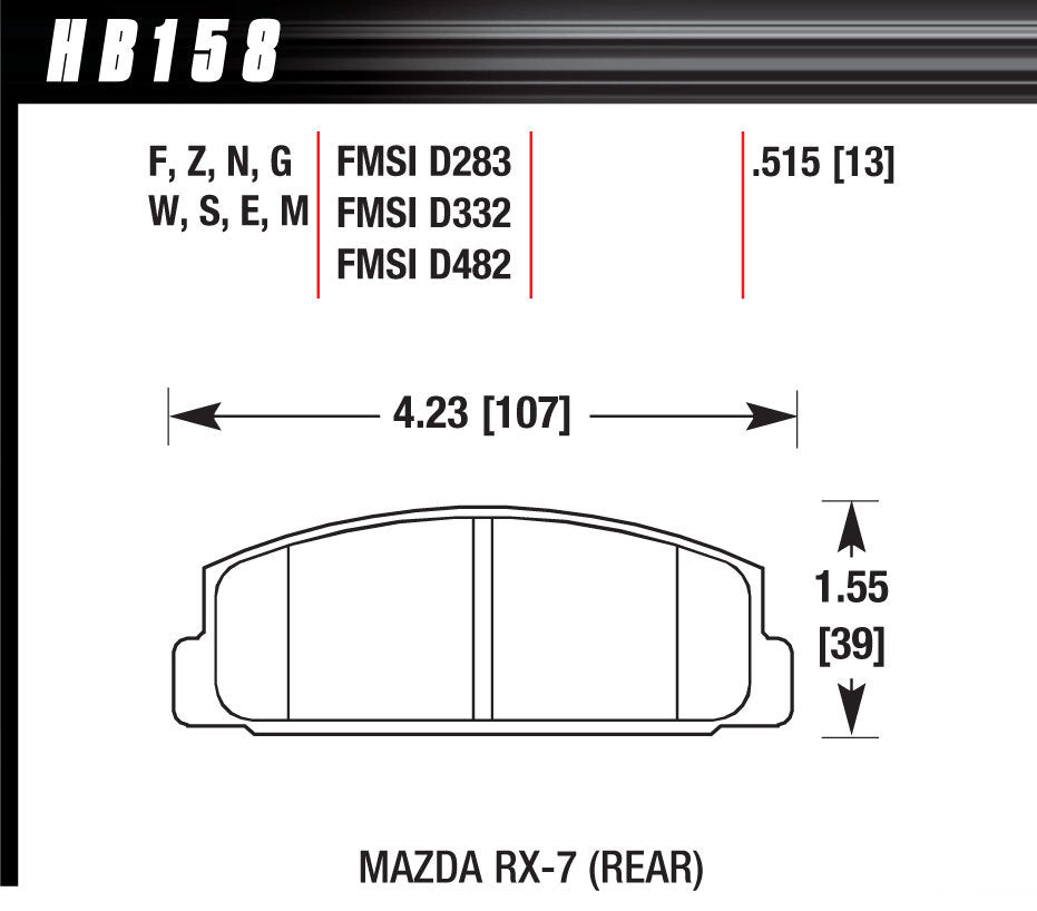 Street Brake Pads Rear Mazda RX-7 HPS