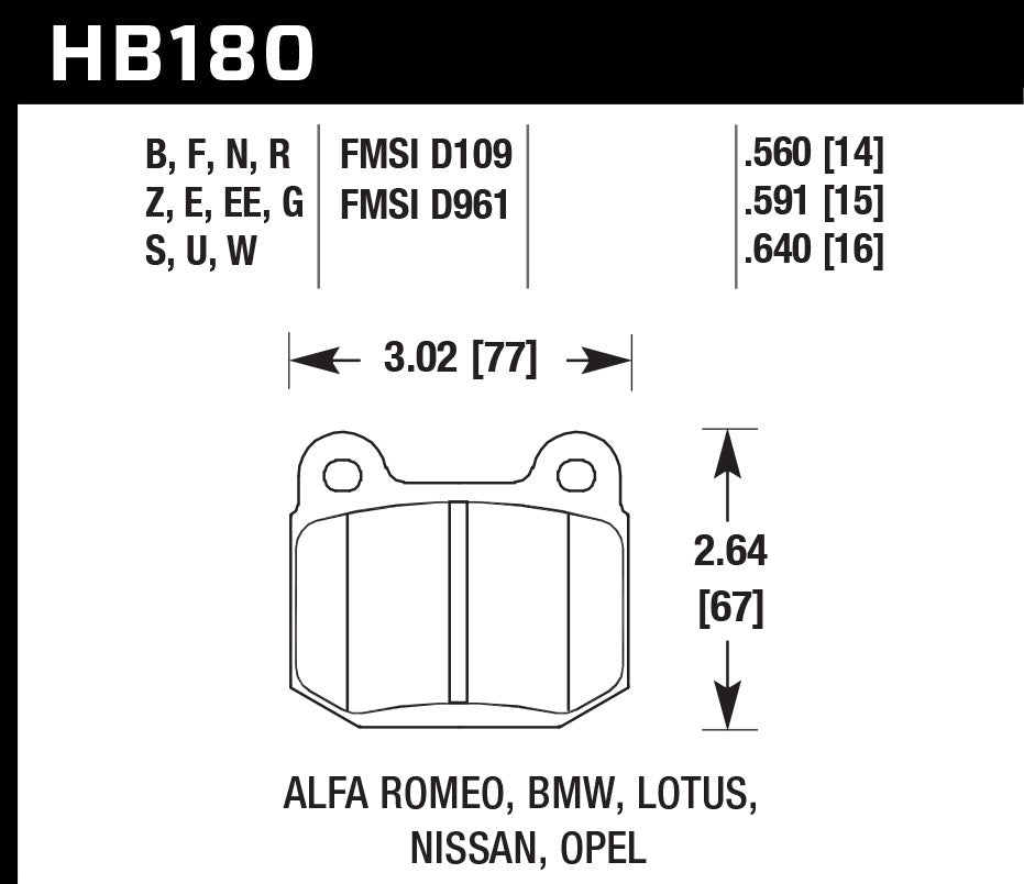 Street Brake Pads Rear WRX HPS 5.0