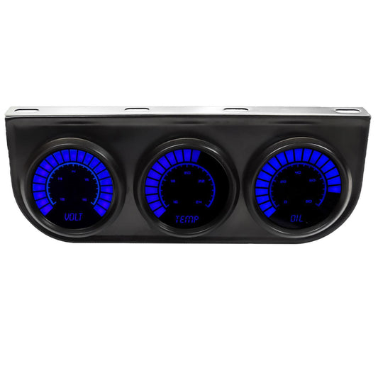 3 Gauge Kit LED Bargraph Panel 2-1/6 w/Blue LED