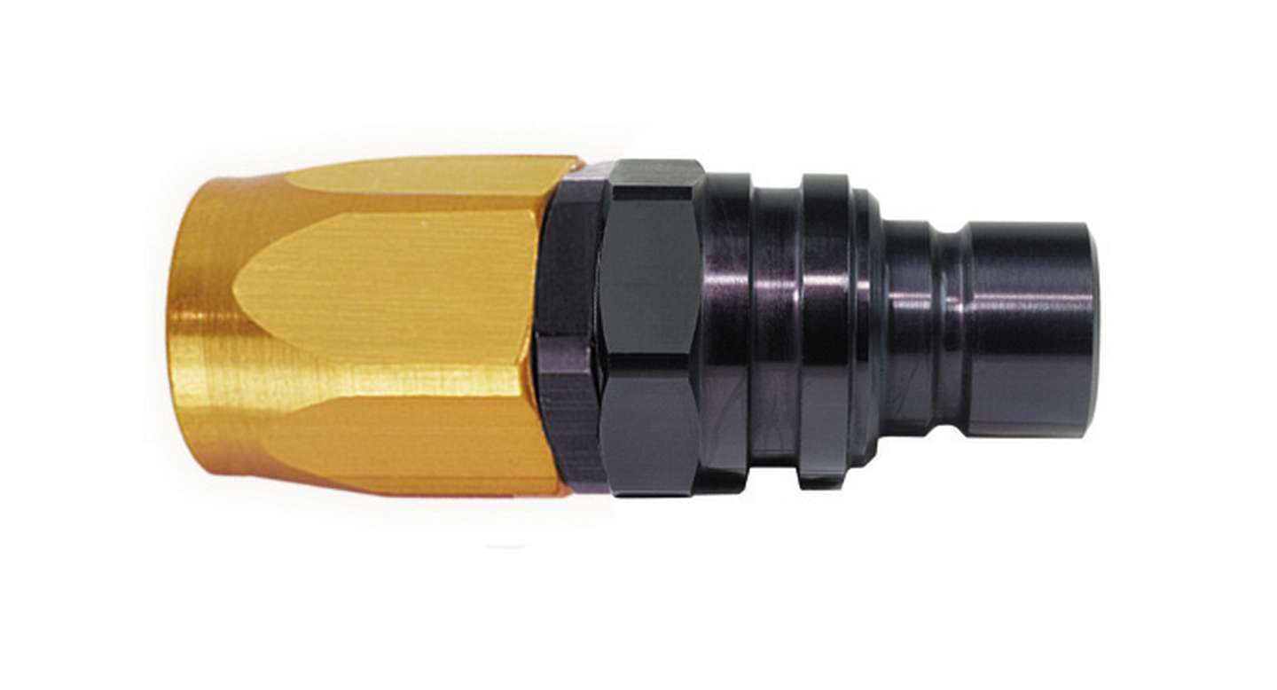 Q/R #6 Str Hose End Gold/Black