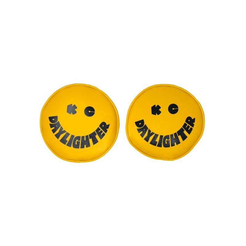 Vinyl Cover 6in Round Black w/Yellow Pair