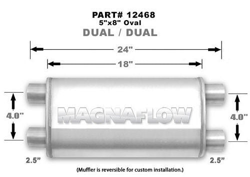 Stainless Muffler 2.5in Dual In / Dual Out