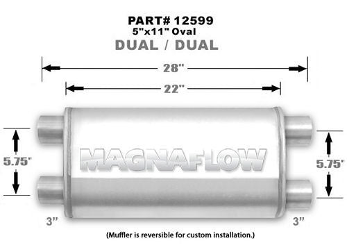 Muffler Stainless 3in Dual In/Out