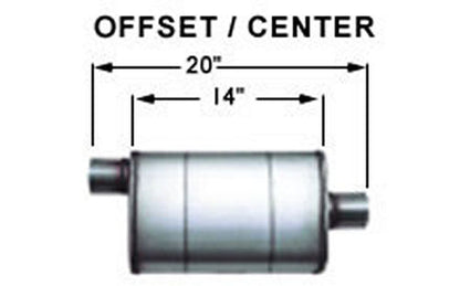 Stainless Muffler 3in Center In / Offset Out