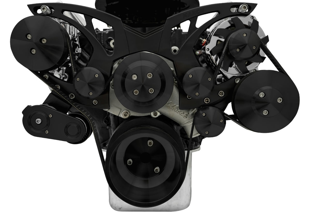 429-460 BBF Style Track Serpentine Kit W/ AC Blk