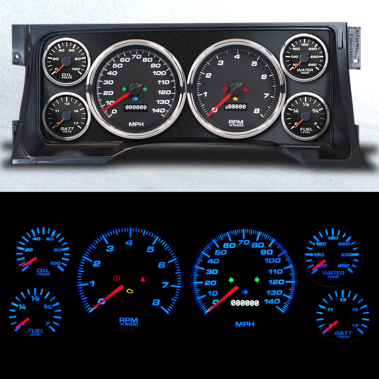 Gauge Kit GM Truck 95-98 Performance II Black