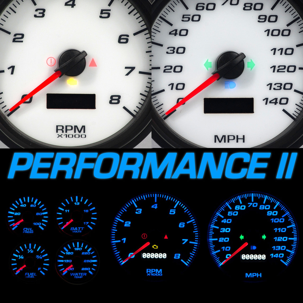 Gauge Kit GM Truck 95-98 Performance II White