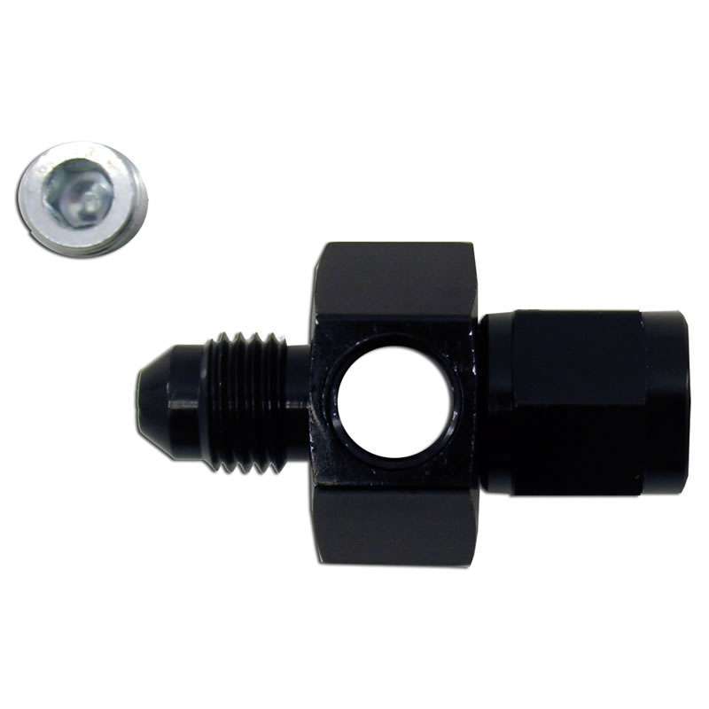 6an Swivel Gauge Adapter Fitting - Black