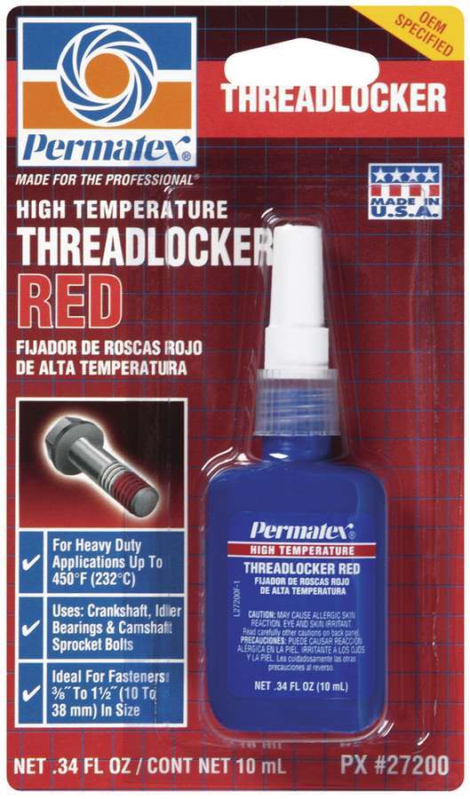 Hi Temp Threadlocker 10ml - Red