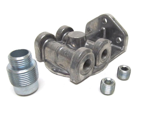 Oil Filter Mount  1in-14 Ports: 1/4in NPT  L/R