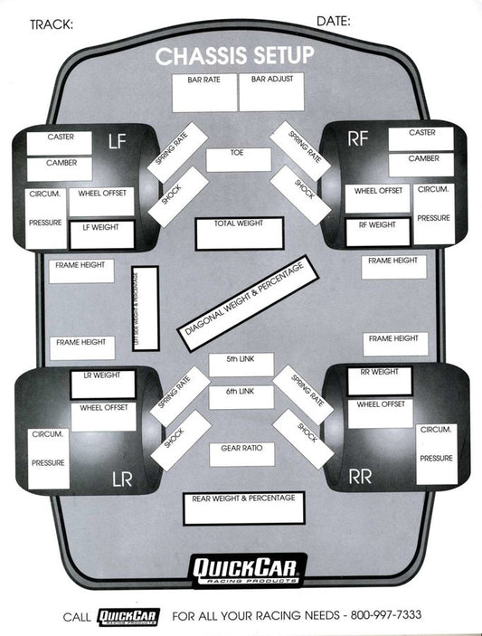 Chassis Set-Up Forms (50 PK)