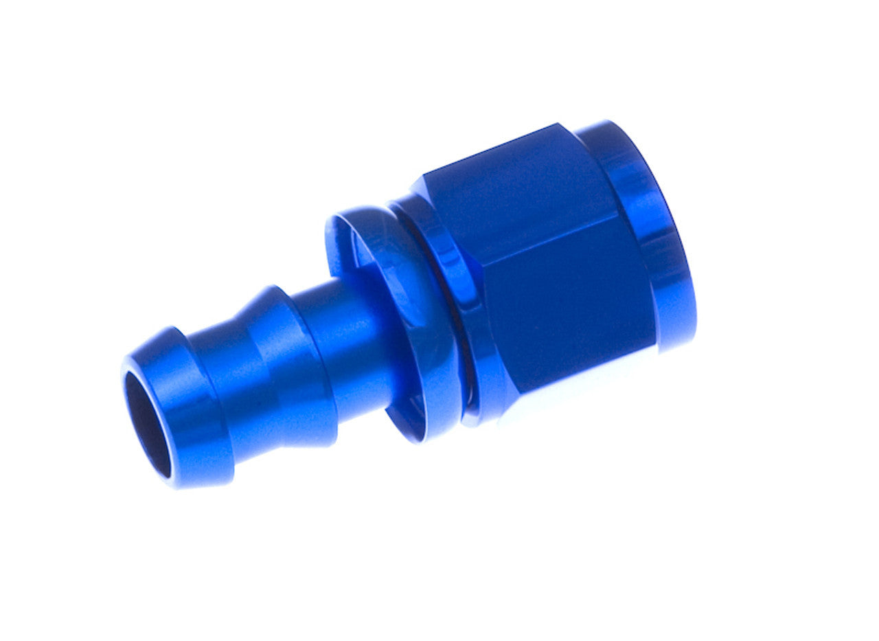 4AN Push Lock Hose End Str Blue