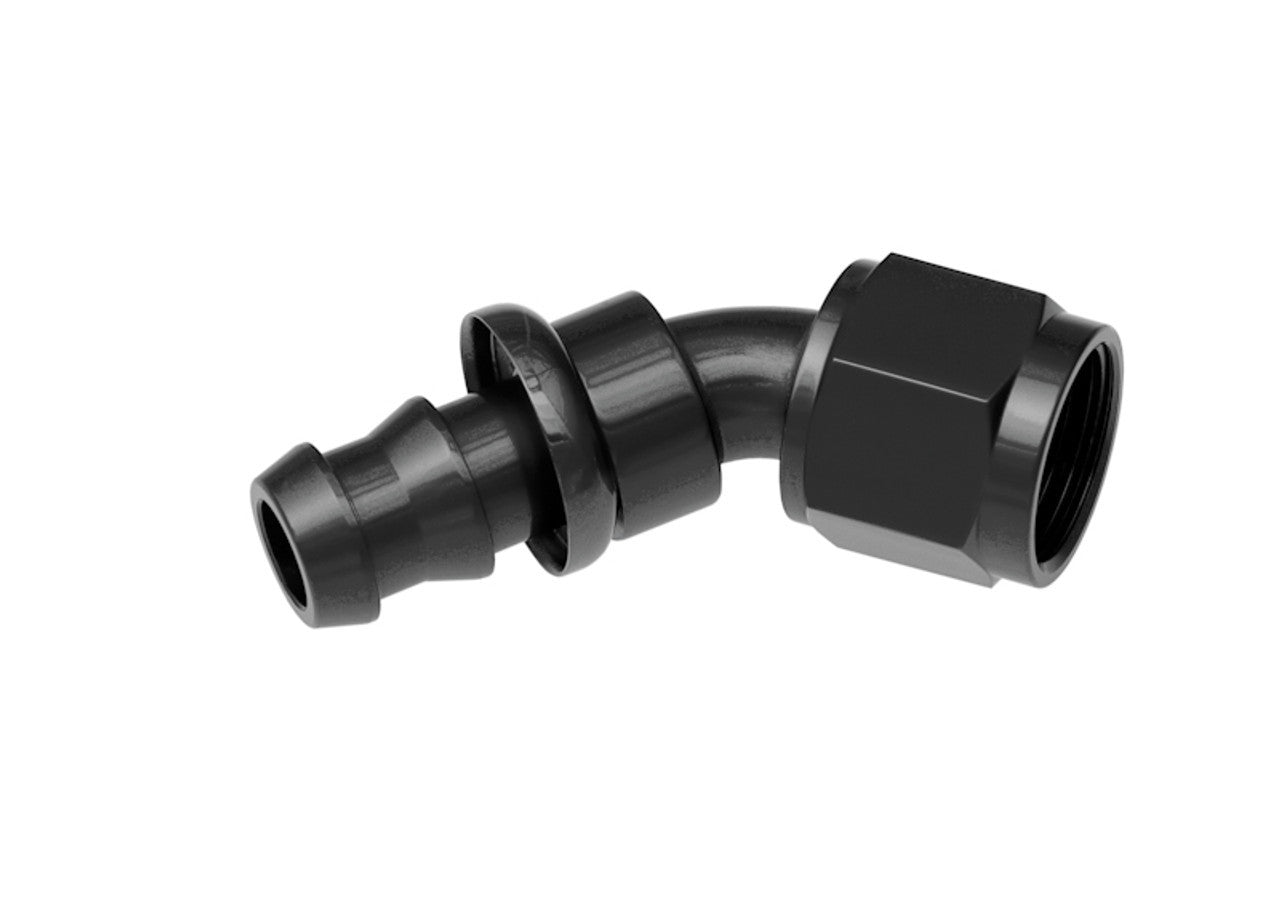 16AN 45 Degree Push Lock Hose End Black