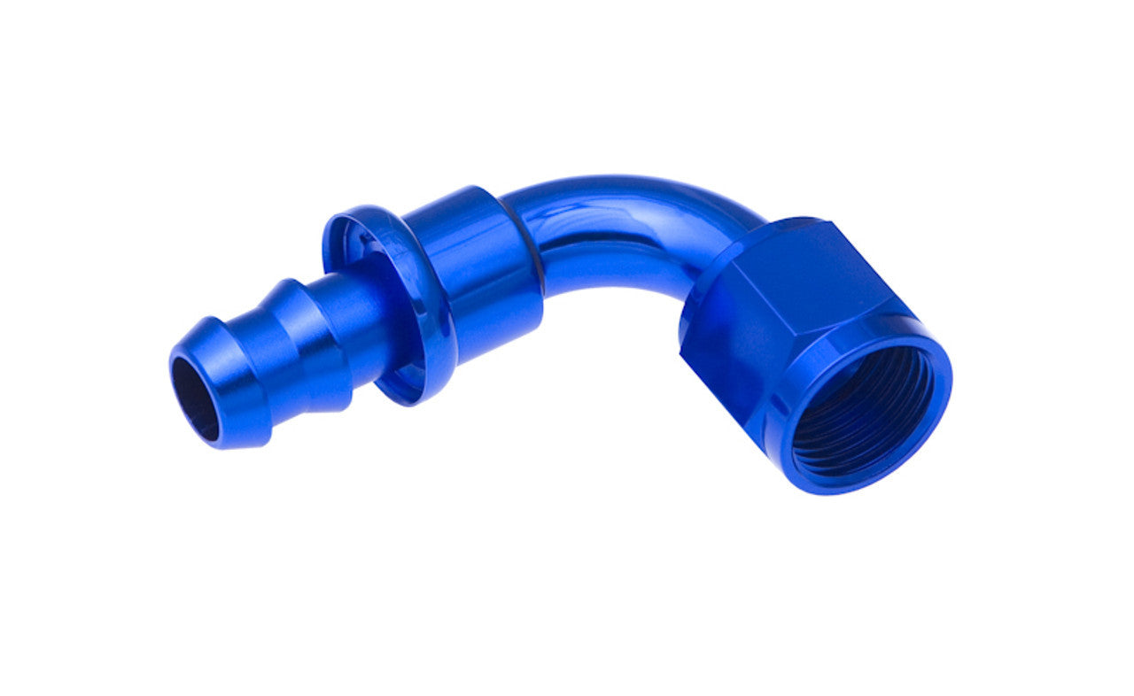 4AN Push Lock Hose End Blue 90-Deg