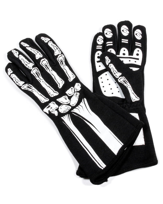 Double Layer White Skeleton Gloves Large