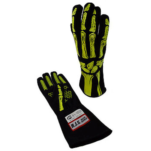 Single Layer Yellow Skeleton Gloves X-Large