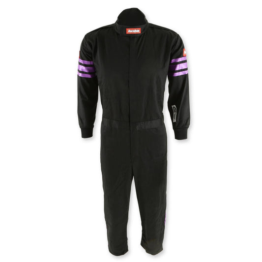 Black Suit Single Layer Kids Medium Purple Trim