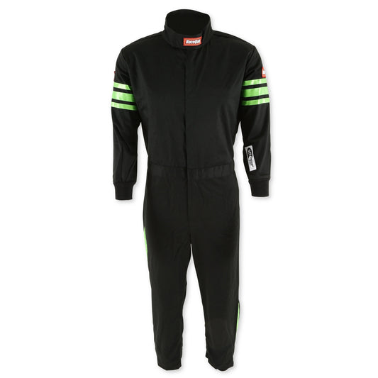 Black Suit Single Layer Kids X-Small Green Trim
