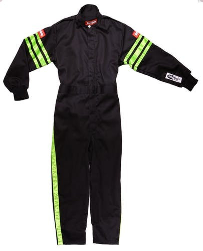 Black Suit Single Layer Kids X-Small Green Trim