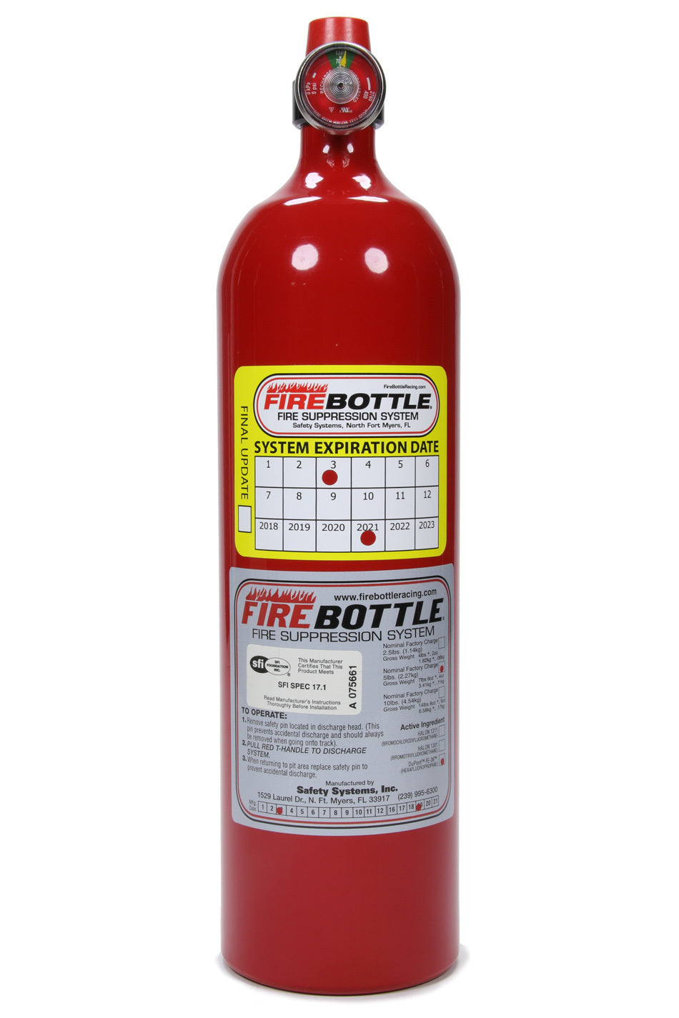 Fire Suppression Bottle Only 5lb NOVEC 1230