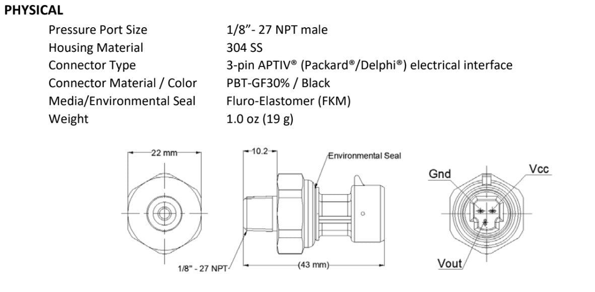 150PSI Gauge Pressure Sensor
