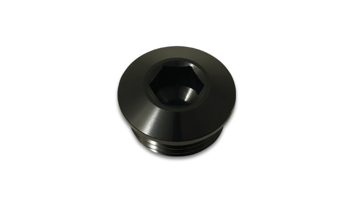 6an Orb Fitting, Plug, 6 AN, O-Ring, Allen Head, Aluminum, Black Anodized, Each