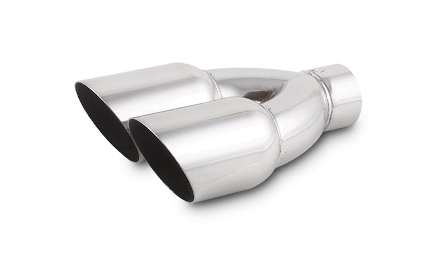Dual 3.5in Round Stainle ss Steel Tips Single Wal